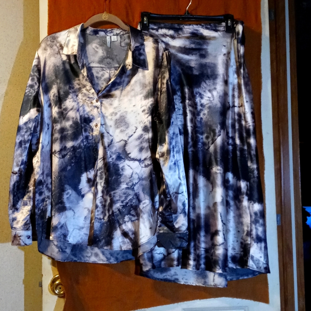 Cato 2 pc water color skirt suit